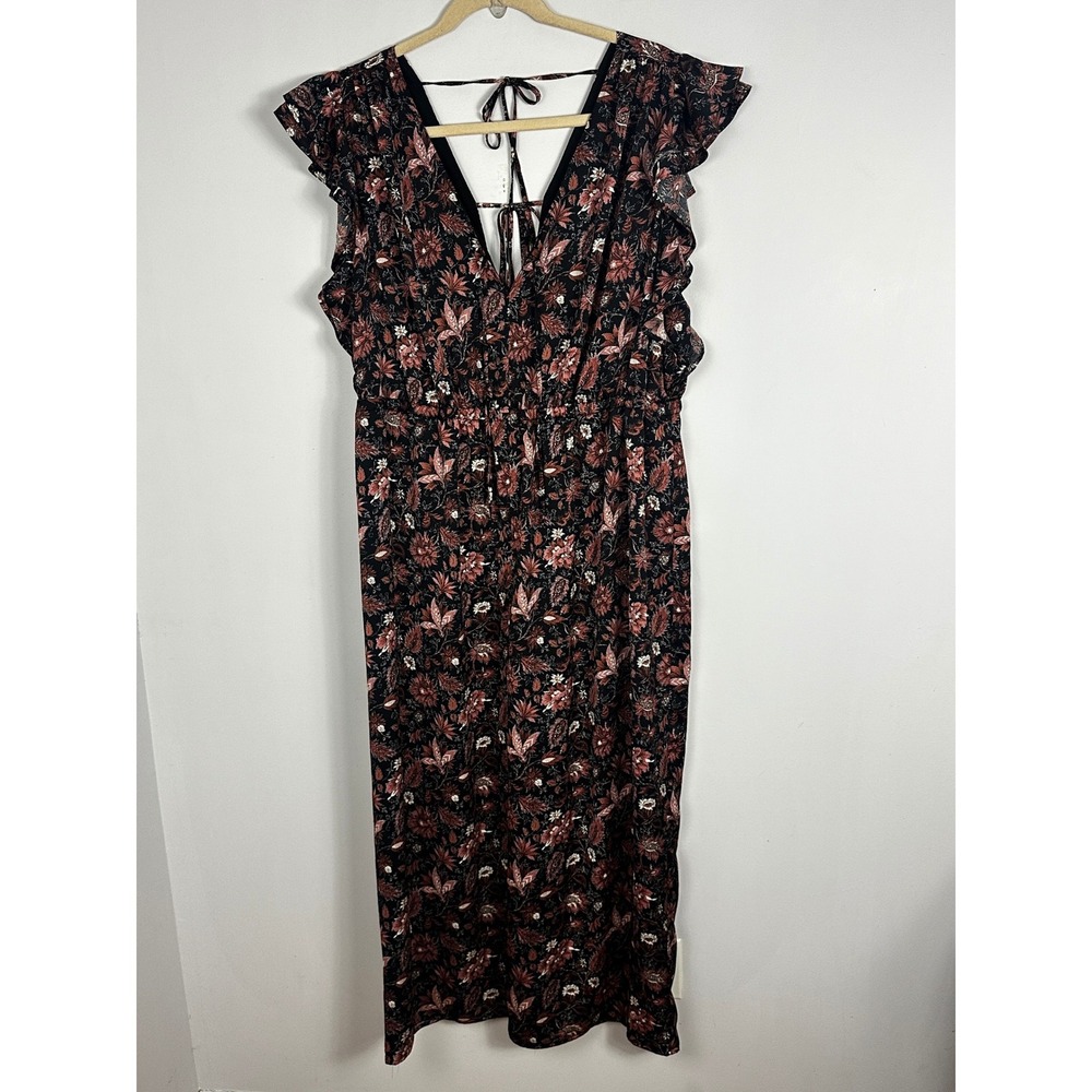 Madewell Dark Floral Wide Leg Jumpsuit Ruffle Womens Size 3X NEW Pampas Blooms - Picture 3 of 16